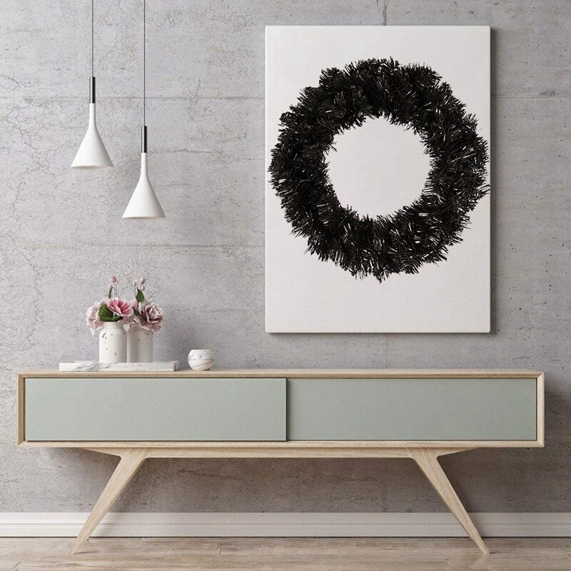 Pine Wreath Black Wreath Garland for Front Door Window Fireplace Christmas Decoration