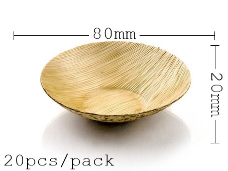 Festbryllupsartikler, miljøvenligt engangsservice , 30ml kapacitet bambus blad mini skål , 20/ pakke: 80 x 20mm