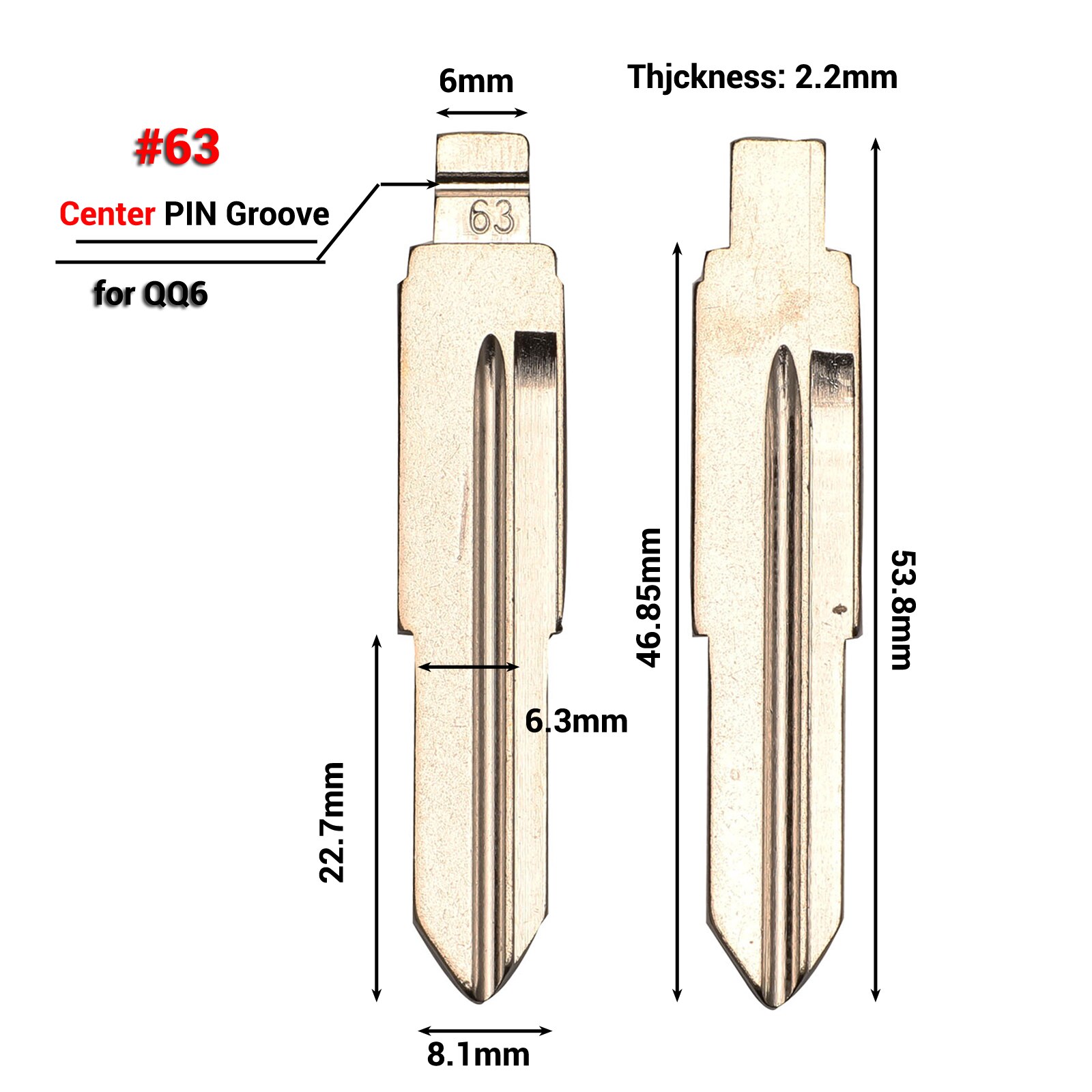 jingyuqin Flip KD key Blank for CHERY A3 A5 FULWIN TIGGO E5 A1 COWIN EASTER QQ3 QQ6 A21 S21 43 44 51 55 59 63 78 84 154 blade: No.63 QQ6