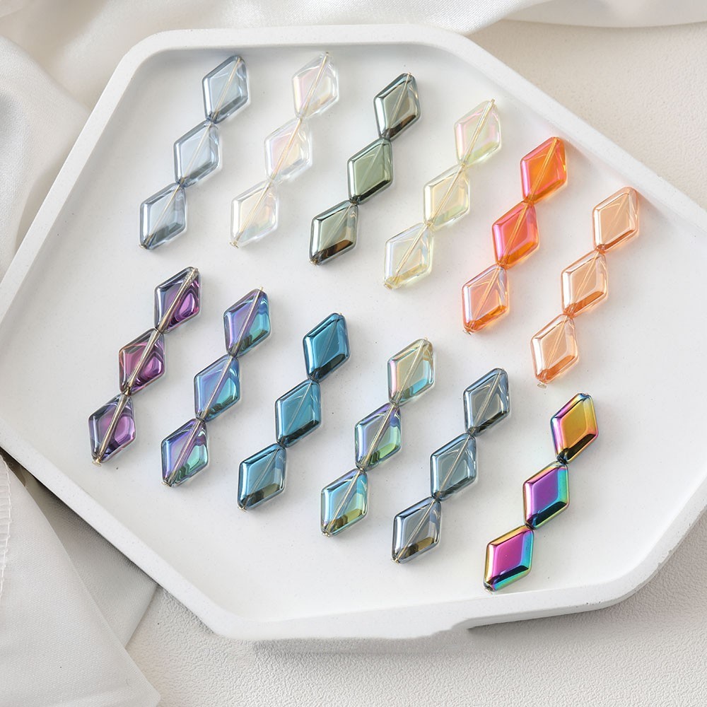 Cuentas de bicono de cristal checo de 10x15mm, cuentas de cristal rómbico de Color galvanizado hechas a mano, accesorios para anillos colgantes, manualidades Diy, 20 piezas