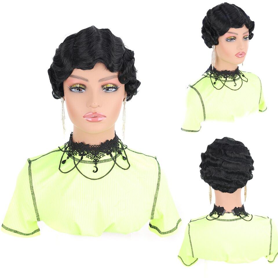 SEEANO – perruque synthétique Afro courte noire 6 pouces pour femmes noires, Blonde rouge violet rose blanc vert, perruque de Cosplay résistante à la chaleur: T1B/613