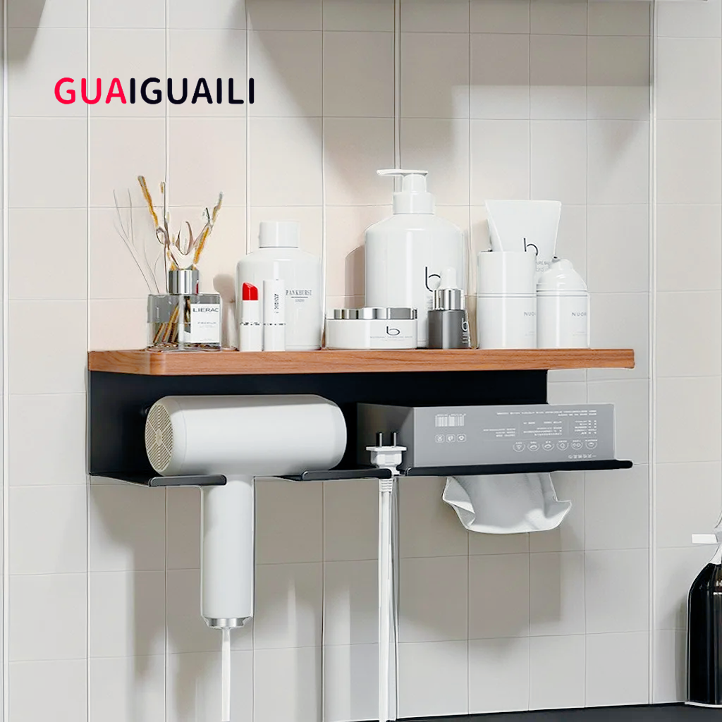 Haardroger Standaard Voor Badkamer, Haardroger Houder, Hout Föhn Houder, Haargereedschap Styling Organizer Voor Badkamer, Blazer Houder