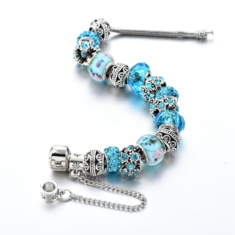 Yada Ins Trendy Blauwe Bloem Bead Armbanden En Armbanden Voor Vrouwen Bloem Pulseira Feminina Charm Crystal Sieraden Armband BT200331