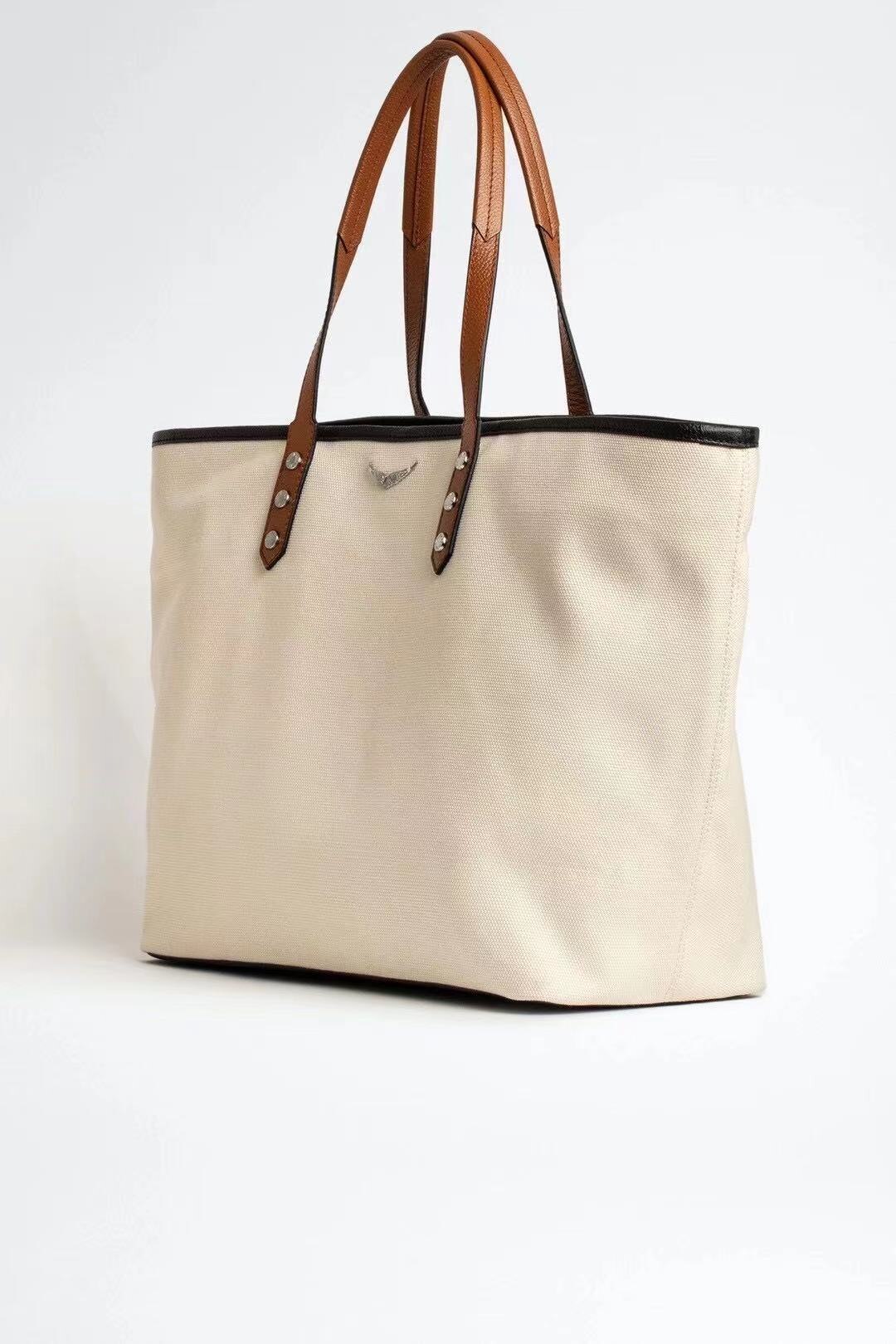 Product Vier Seizoenen Alle-Wedstrijd Brief Afdrukken Rits Grote Capaciteit Canvas Handtas Shopper Tas