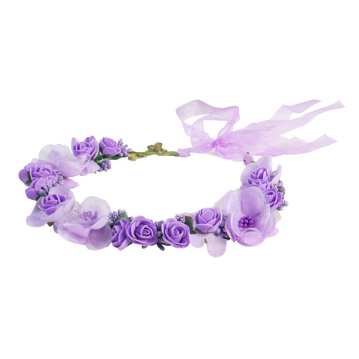 Kerst Vrouwen Wedding Boho Bloem Haar Krans Kroon Hoofdband Bloemen Krans Xmas Haarband: Paars