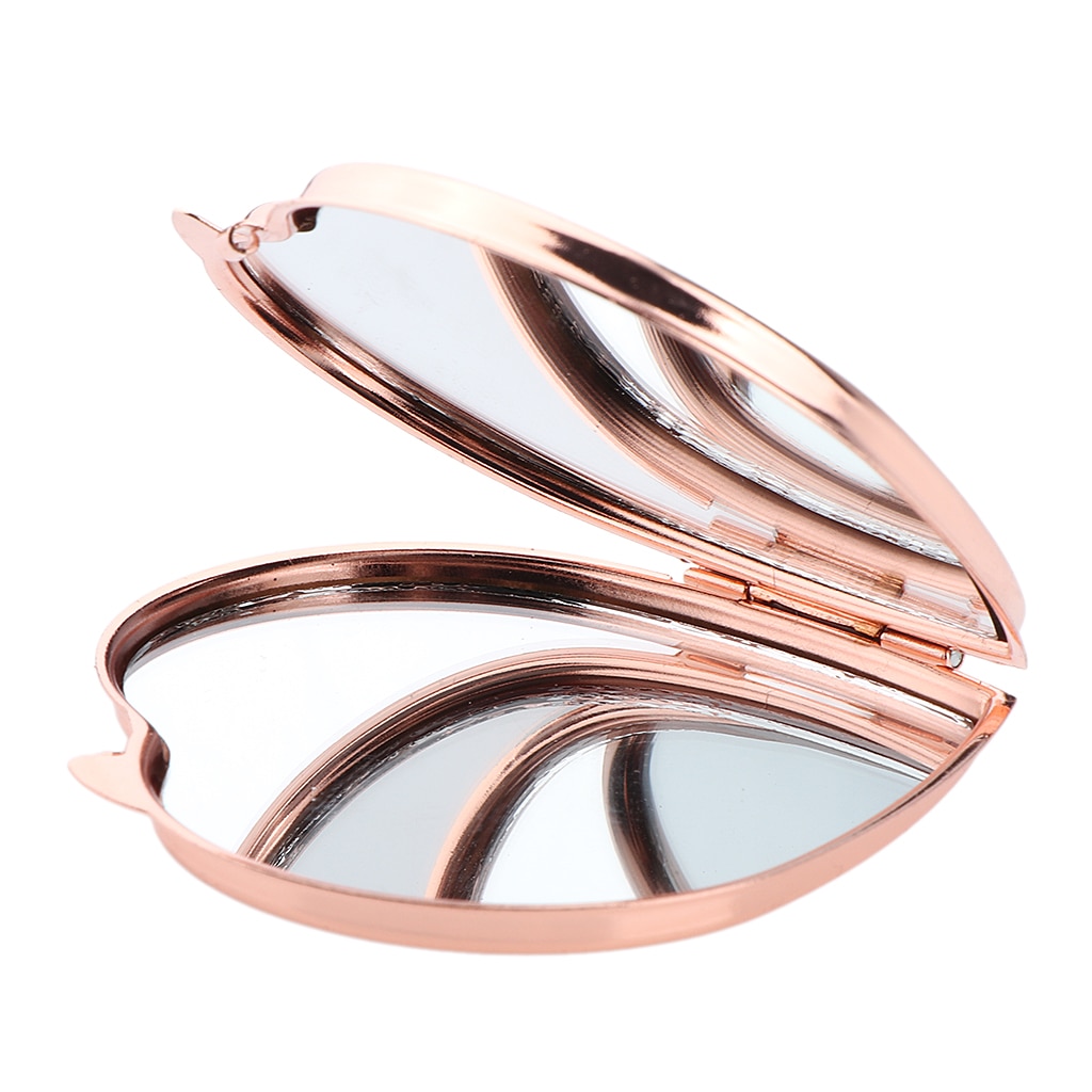 Espejo compacto de doble cara con forma de corazón para mujer y niña, espejo de mano para maquillaje pequeño, para de bolsillo o monedero de viaje