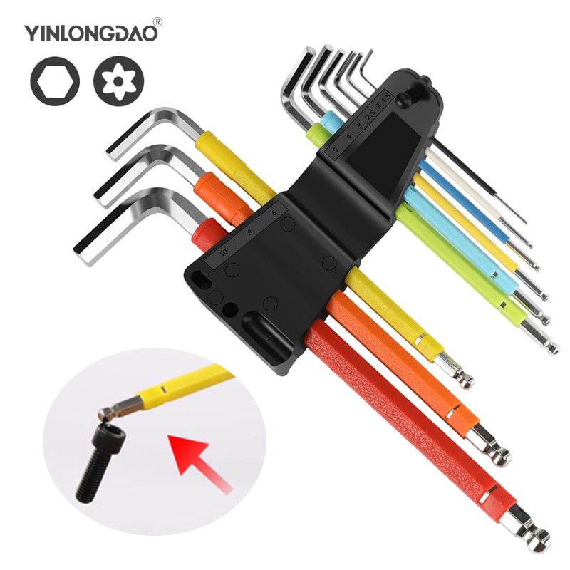 Magnetic Allen Wrench Rainbow Set Inner hexagon and inner 6 corner tools Screwdriver Universal Hexagonal Wrench Torx Pozi