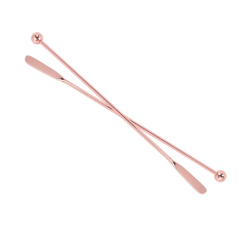 5Pcs Stainless Steel Stirrer Beverage Stirrers Stir Cocktail Swizzle Stick-Rose Gold-Straight Bar,19Cm