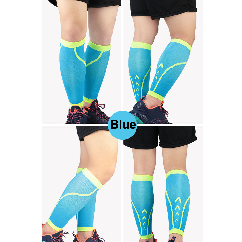 1Pcs Byepain Kalf Compressie Mouw-Been Compressie Sokken Voor Shin Splint, Kalf Pijnbestrijding-Mannen, vrouwen, En Lopers: Blauw / meerdere grootte sml