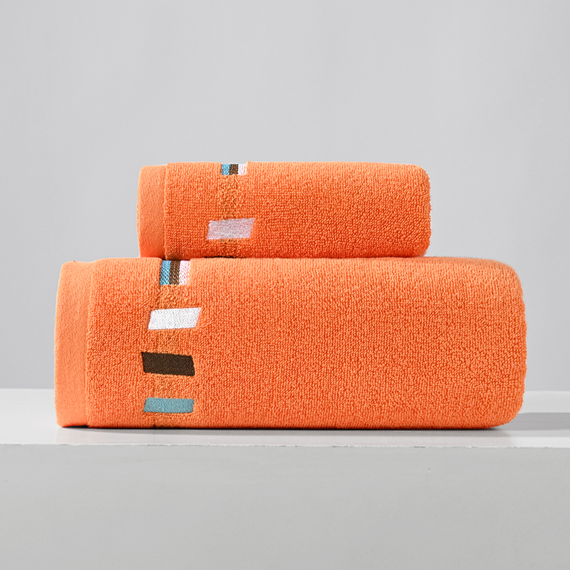 Adult Bath Towel 100% Cotton Bath Towel Sweat Absorbent Towel Sports Towel Strong Absorbent Bath Towel Colourful Bath Towel Set: Other / Orange