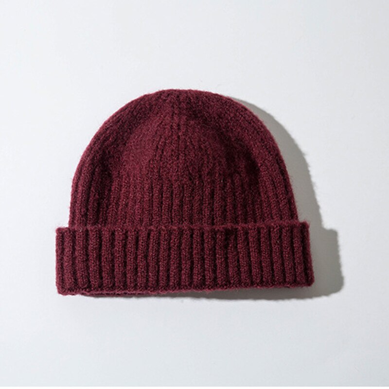 Gorrito de punto acanalado con puños para hombre y mujer, gorro corto cálido, informal, Color sólido, holgado, para invierno