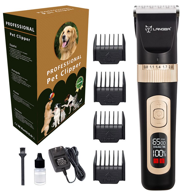 Pet Dog Electric Shaver Rechargeable Dog Grooming Barber Razor Electric Clipper for Cat and Dog Hair Trimming: Black standard