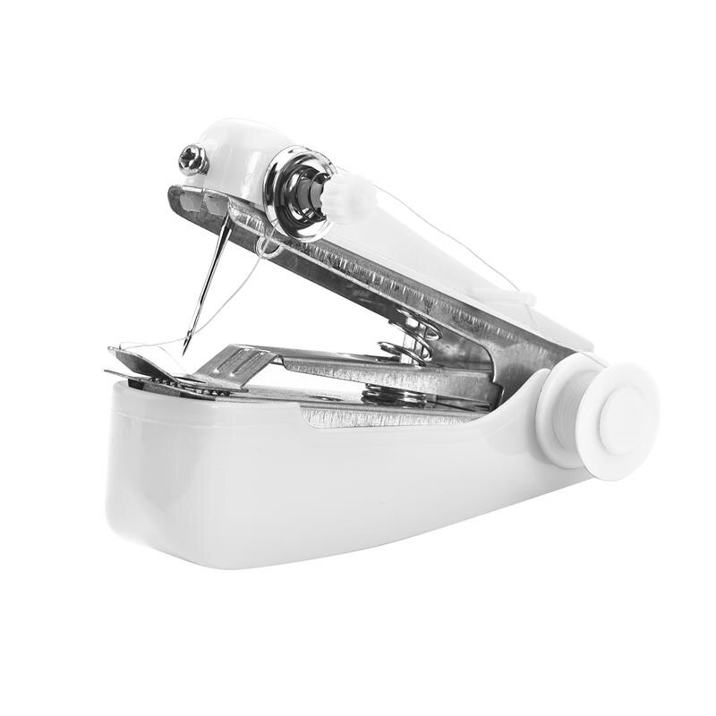 1pc Portable Mini Manual Sewing Machine Simple Operation Sewing Tools Sewing Cloth Fabric Handy Needlework Tool Accessories: white