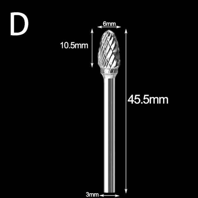 1 stk wolfram stål slibehoved wolfram carbid grater sæt mini bor diamant bor materiale wolfram dremel tilbehør: D