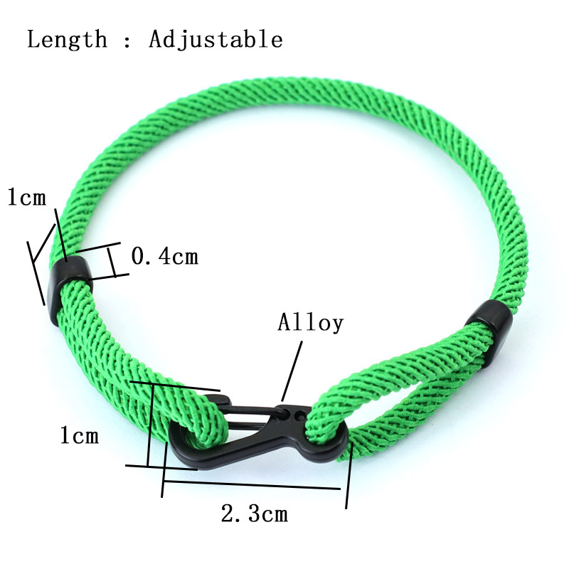 Pulsera de cuerda ajustable única para hombre y mujer, Brazalete Unisex de color negro con hebilla de aventura al aire libre, Brazalete rojo de la suerte, joyería de amistad,