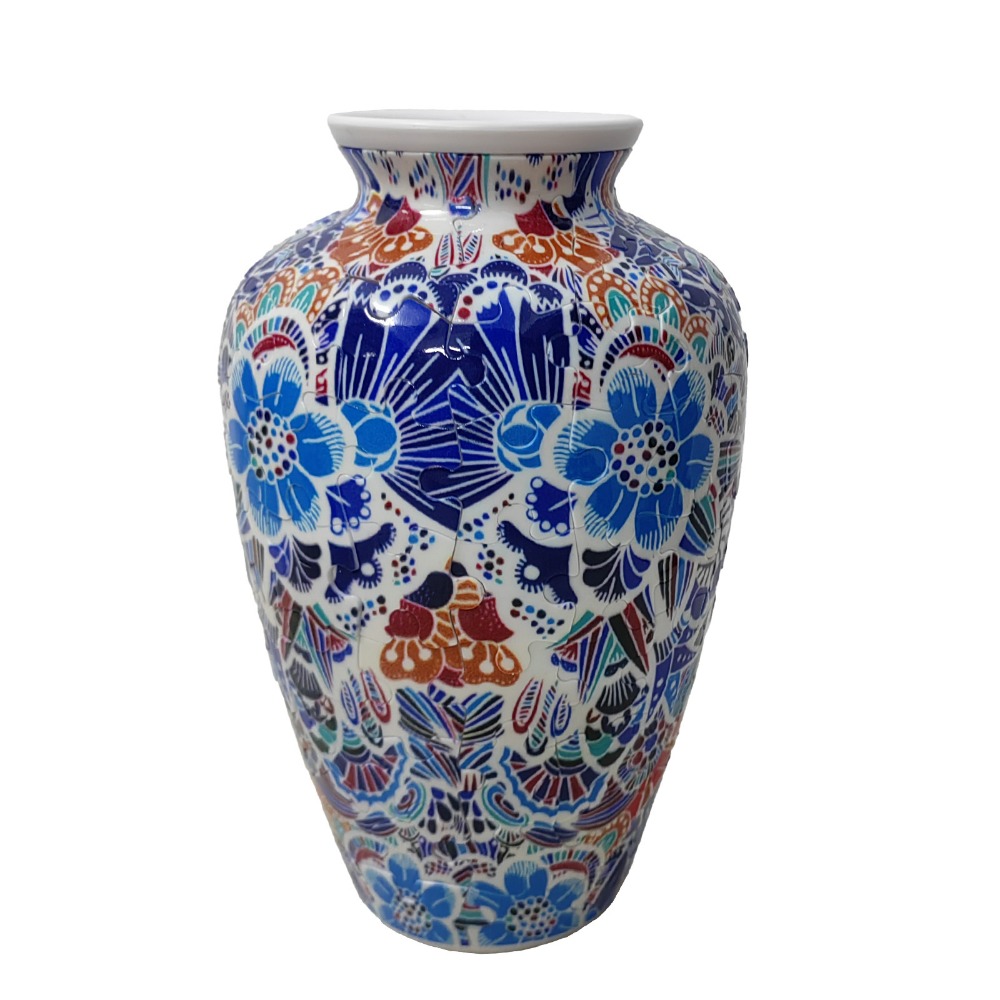 3D Puzzle Vase Waterproof Artistic Flower Arrangement Vase Building Block Arrange Flowers Home Decoration Vase: Blue