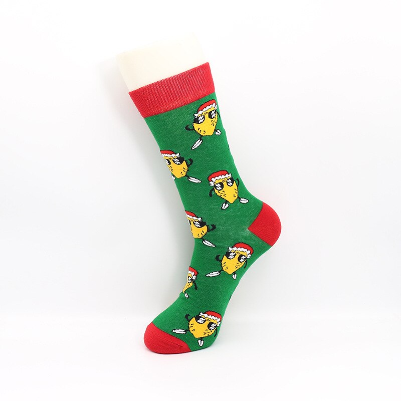 PEONFLY Funny Christmas Tree Snow Happy Socks Men Autumn Winter Harajuku Calcetines Santa Claus Christmas Socks: 5 / EUR39-46