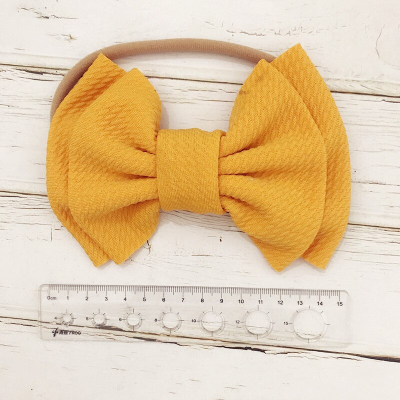 Menina headdress grande arco nó sólido bandana bandana elástica nó headdress acessórios: YELLOW