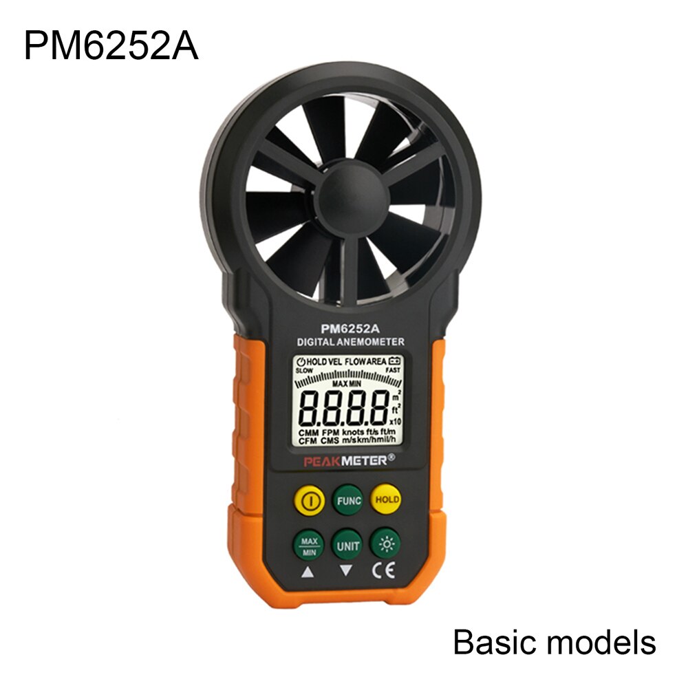 Handheld Digital Anemometer USB Multifunction Air Velocity/Temperature/Relative Humidity/Air Flow Digital Thermal Anemometer: PM6252A