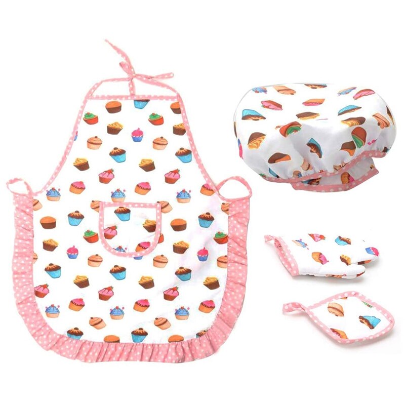 4 pièces ensemble de cuisine et de cuisson pour enfants comprend un tablier pour les petites filles, un chapeau de Chef, pour habiller les tout-petits: Default Title