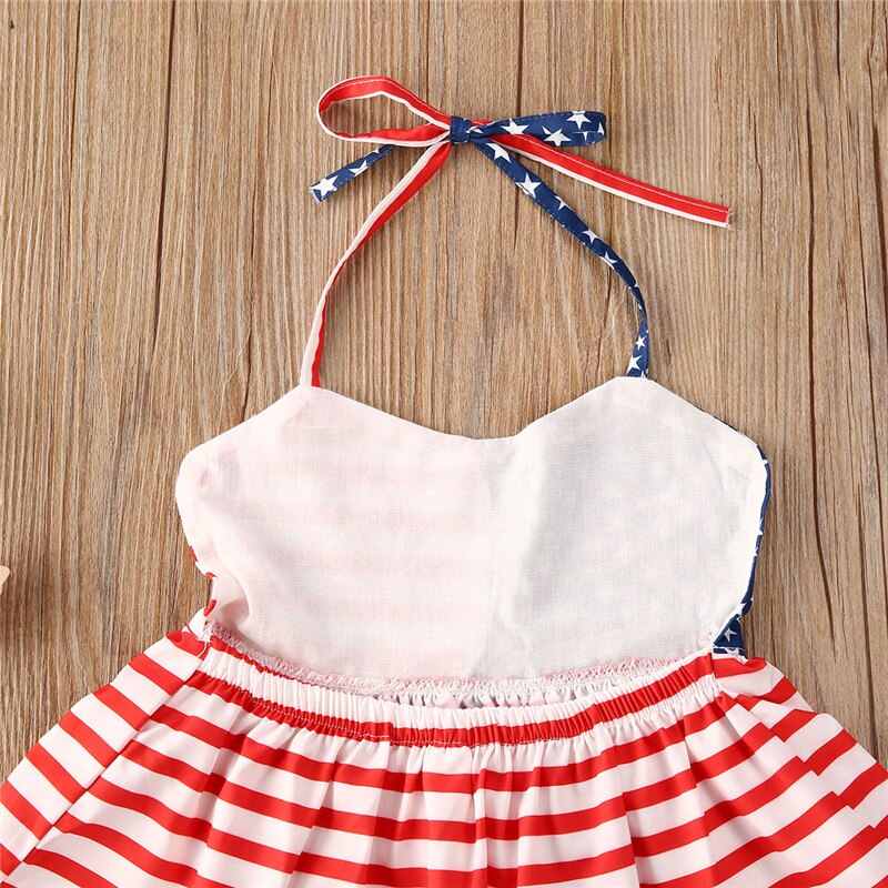 1-6Y Bambini Vestiti Delle Ragazze per Independence Day Estate 4th of July Insiemi Della Ragazza A Strisce Halter Della Maglia + Denim Shorts Bambini baby Girl Set