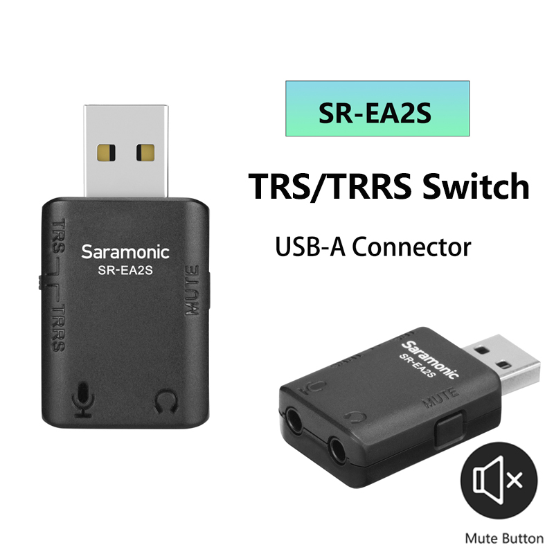 Saramonic SR-EA2 Audio Adapter Met Lightning Type-C Usb Connector Voor Smartphone Pc Iphone Computers 3.5Mm Trs/trrs Microfoon: Grey