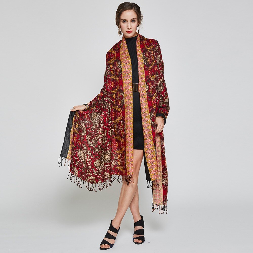 Luxury Brand Scarf Unisex Female Male Wool Cashmere Scarf Pashmina Tassels Women Men Wrap Pashmina Shawl Bandana