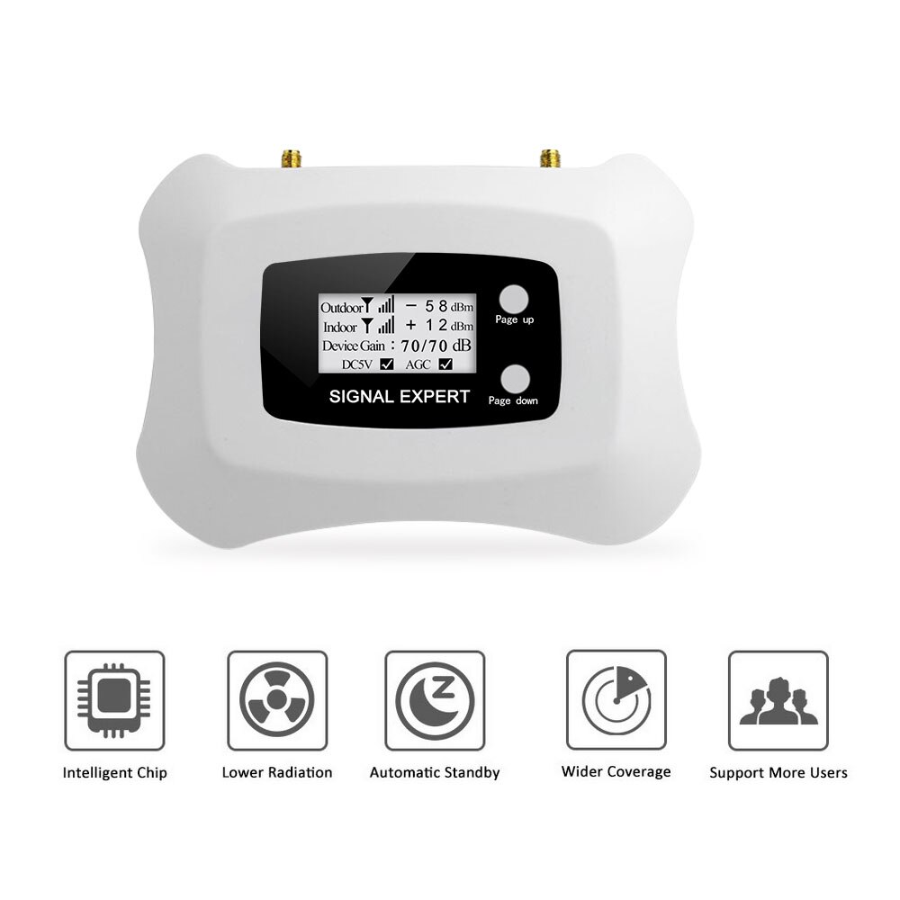 Smart LCD Display CDMA 850mhz Mobile Phone Signal Repeater 850 Mhz 3G UMTS Cellular Signal Booster Amplifier Antenna 70dB Gain