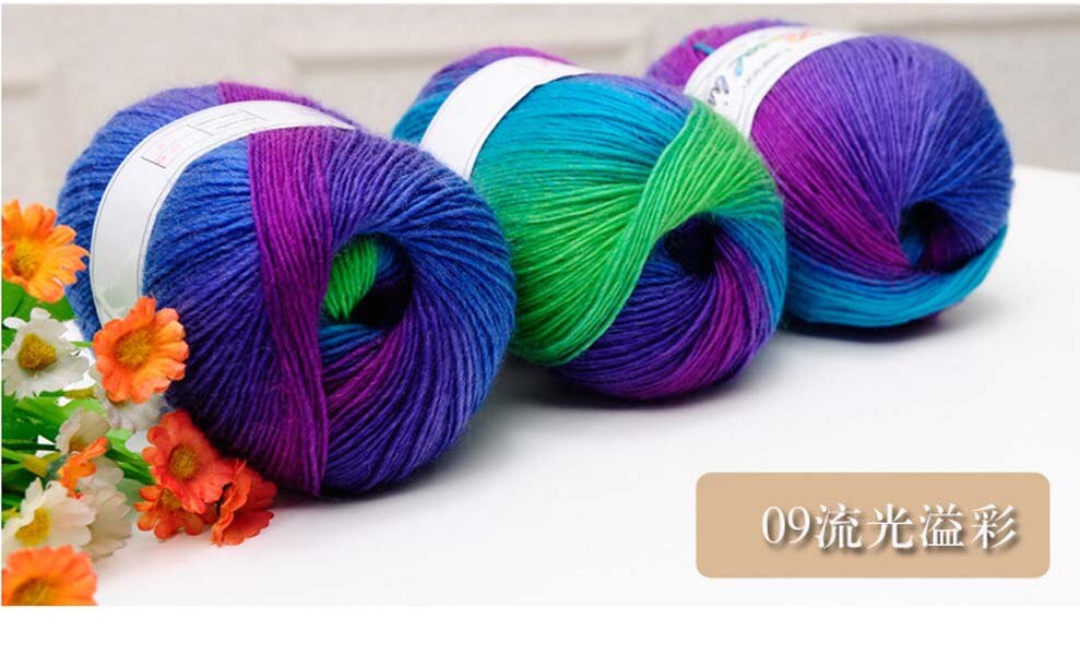 Regnbue 100g bolde garn baby strikning super blød uld tråd chunky strikket håndværk bulky hånd sweater hæklet: 9