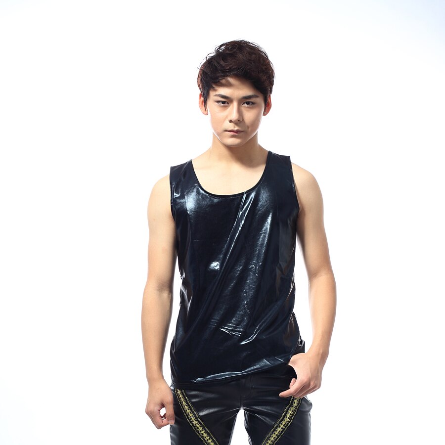 trajes de baile de Jazz Hip Hop Ropa de baile negro chaleco ropa hombre actuación Club cuello redondo Tops DWY493