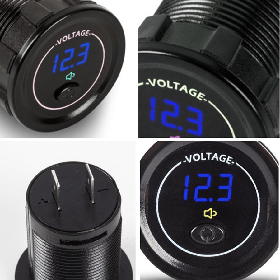 LED DC12V-24V Voltmeter Panel Digital Voltage Meter Low Voltage Alarm With Independent Switch