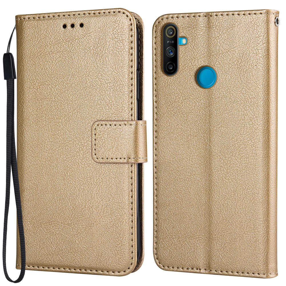 kippen Brieftasche PU Leder fallen Für Realme Narzo 20A RMX2050 Funda Stehen Geschäft Telefon Halfter Streifen Schützen Abdeckung: K-Brieftasche-golden