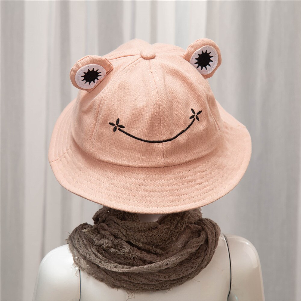 Cute Frog Hat Letter Bucket Hats Women Cover Fisherman Cap Hat for Adult Women Sunscreen Summer Outing Hat