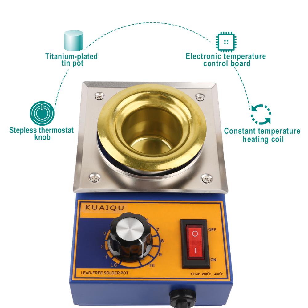 300W 220V Adjustable Temperature Lead Free Solder Pot Tin Stove Melting Furnace Temperature Soldering Desoldering 200℃-480 ℃