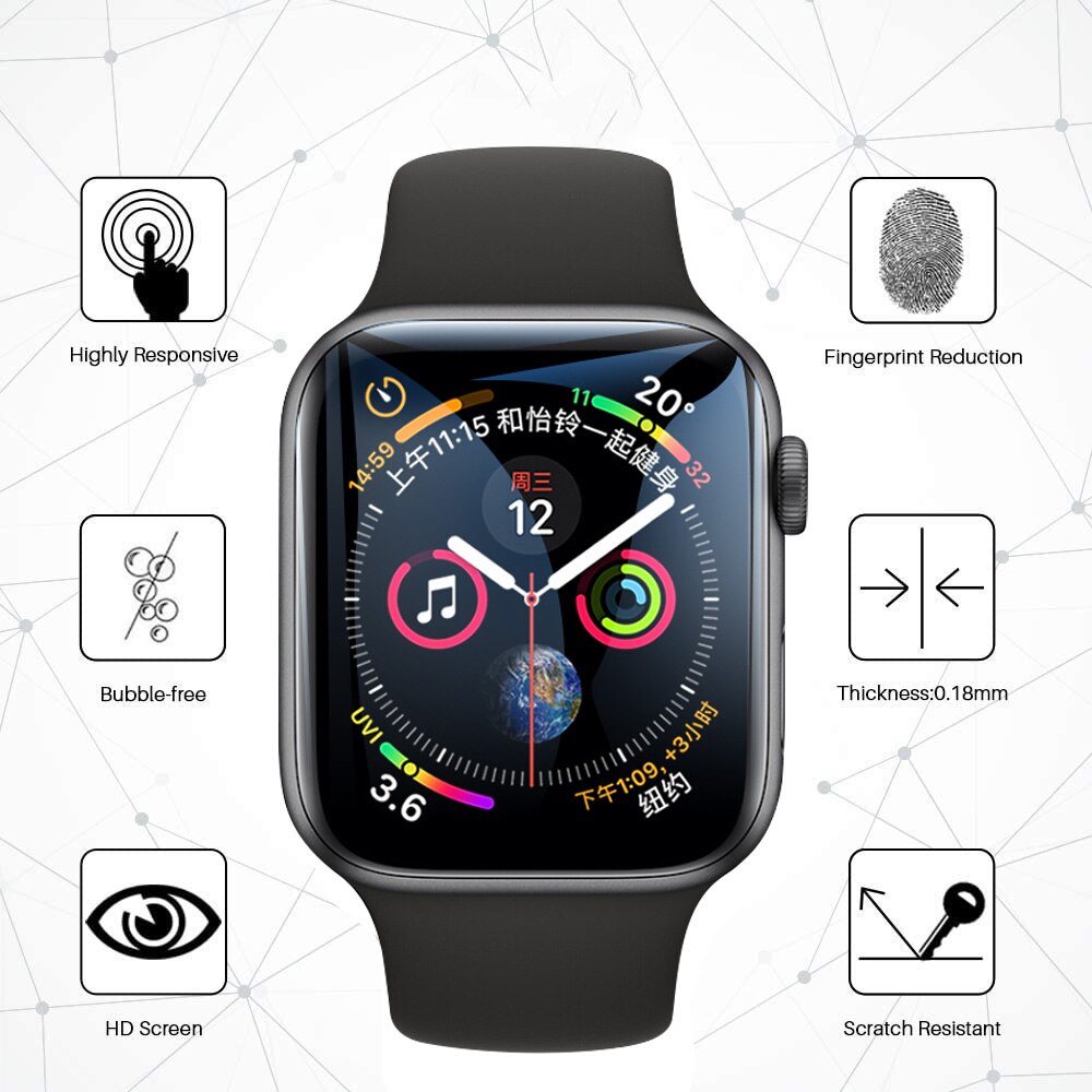 Protecteur d'écran pour Apple watch, Film souple pour Apple watch 44mm 40mm 42mm 38mm, protection complète, apple watch série 6 5 4 3 se (pas du verre)