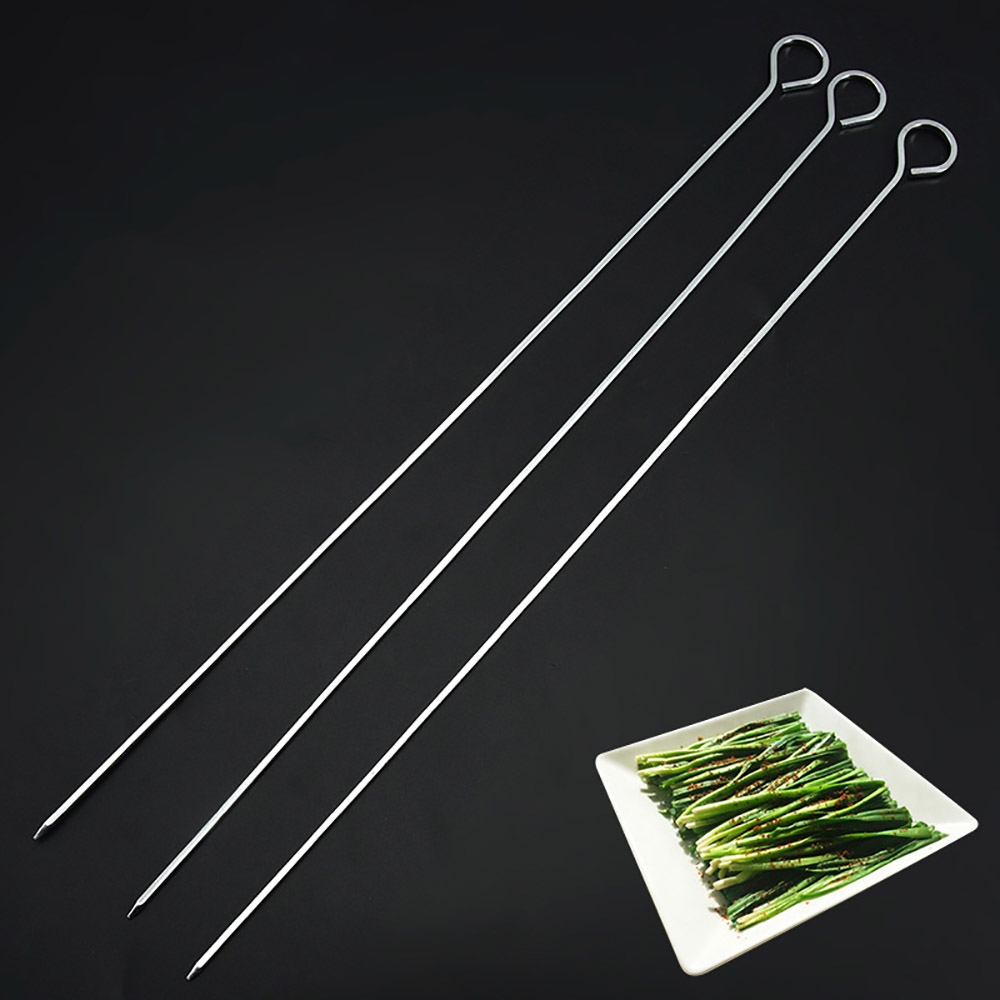 10pcs Stainless Steel BBQ Meat Sticks Long Chef Grill Food Holders Skewers Needle Prongs For Barbecue Party Skewers
