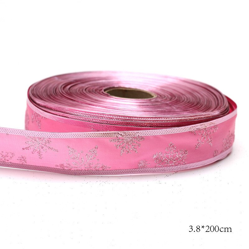 Christmas Wrapping Ribbon Handmade DIY Supplies Material Grosgrain Cake Decors Ribbon Bow Baking Decorative Festival Box: pink snow