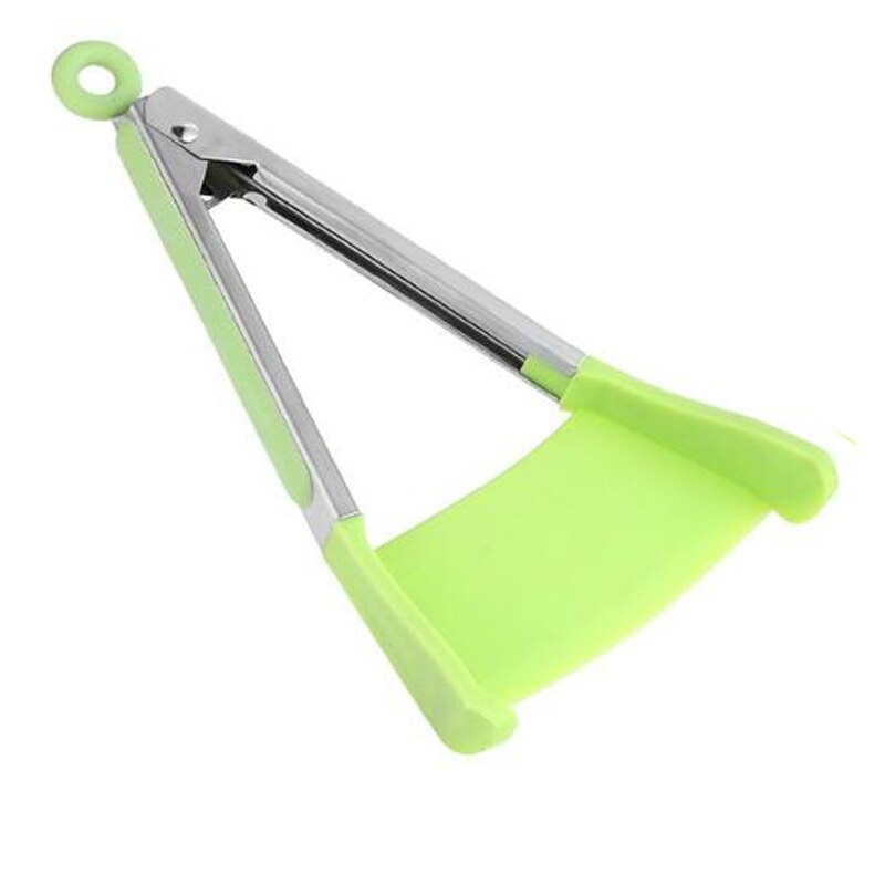 2 In 1 Keuken Spatel & Tong Non-stick Silicon Spatel En Tong Hittebestendige 2 In 1 Keuken aid & Bbq Gadget,: 9 inch Green