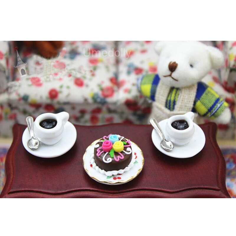 1 Set Mini 1/12 Dollhouse Miniature Coffee Cup + Spoon for 1/6 Blyth BJD Doll Food Drinks Pretend Play Kitchen Toy
