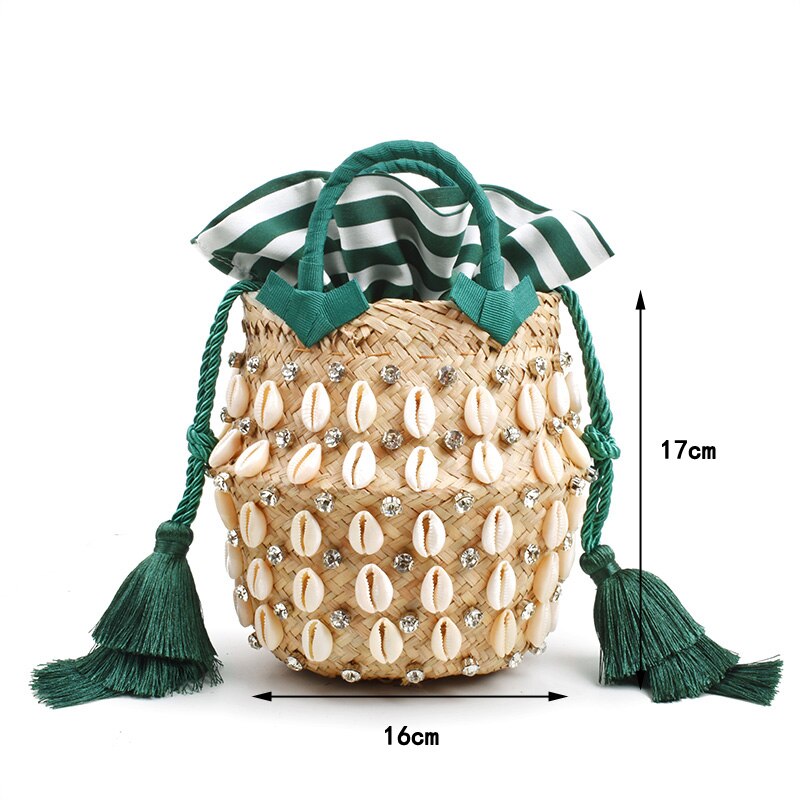 VIP acquista borsa da spiaggia per le vacanze estive con borse calde di design con borsa a secchiello intrecciata da donna con perle