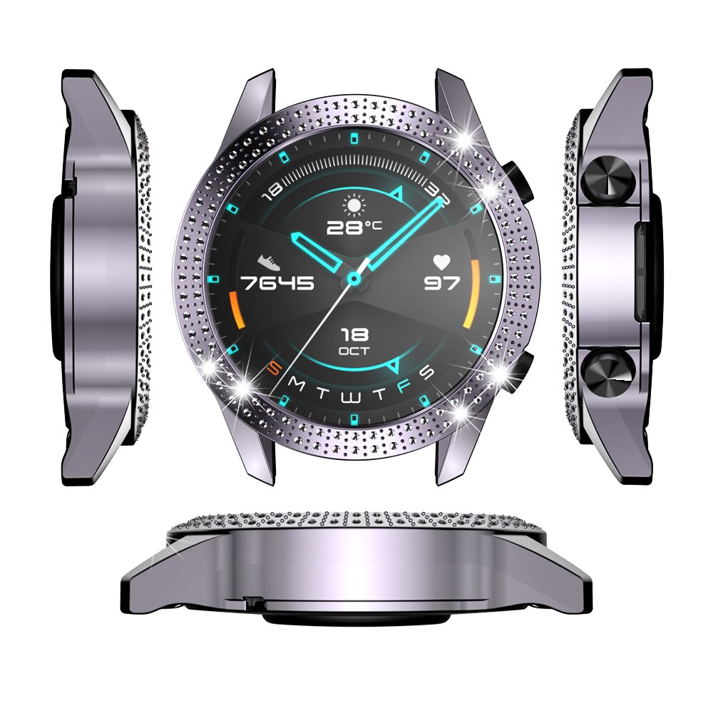 plating Silicone case For huawei watch GT 2E GT2E GT2 GT 2 46mm luxury screen protector smart band diamond coque fundas: Silver- / for GT2e