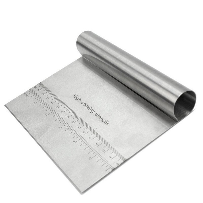 Køkken redskaber rustfrit stål bænk skraber pizzadej cutter måling guide 6 x 4 inchs /15*11.5cm a