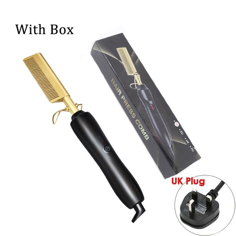 Verwarming Kam Stijltang Kam Ijzer Rechte Borstel Curling Iron Hair Curler Kam Us/Eu/Uk Pulg strijkijzers Stijltangen: YELLOW