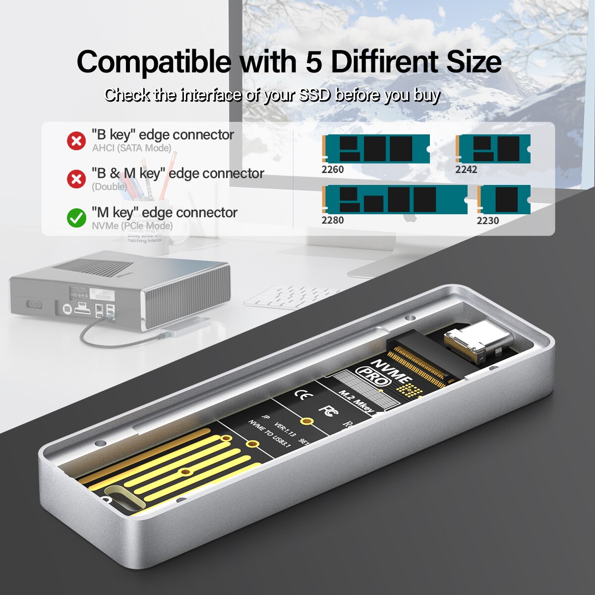 AMPCOM M.2 NVME SSD obudowa adapter,PCIe SSD (klawisz M) robić USB 3.1 rodzaj 2 zewnętrzny dysk półprzewodnikowy przypadku prędkości robić 10 gb/s