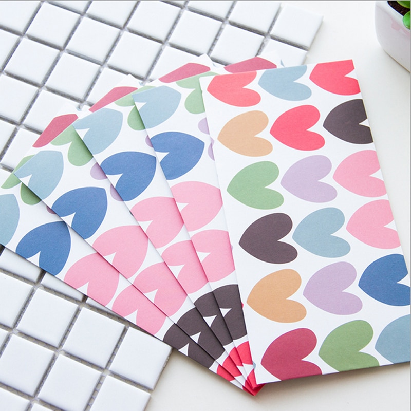 Lot de 5 pièces, enveloppe à fleurs de dessins animés romantiques, écriture papier papeterie kawaii, cartes de noël, cartes à des amis