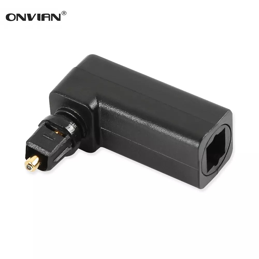 Onvian 90 Degree M/F Digital Optical Audio Cable Adapter Male to Female Jack 360 Rotates for Toslink Optical Cable TV Adapter: Default Title