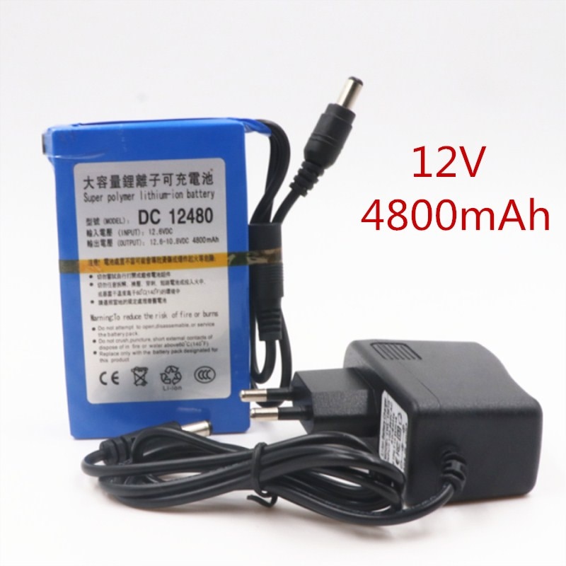 Dc 12480 12V 4800 Mah Lithium Batterij Oplaadbare Batterij Oplaadbare Li-Ion Batteria Mobiele Power Charger Eu/Us plug