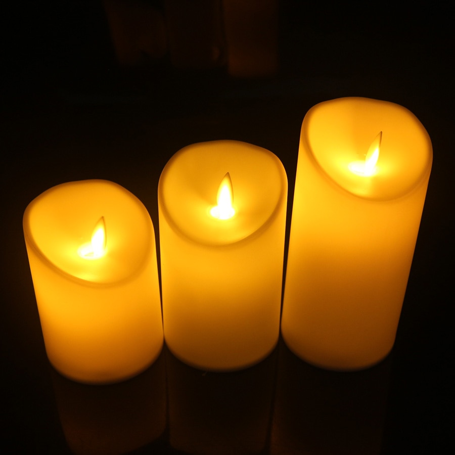 3 unids/set de vela LED sin llama, lámpara de vela con llama amarilla LED, vela operada, luces de noche, de boda, decoración del hogar