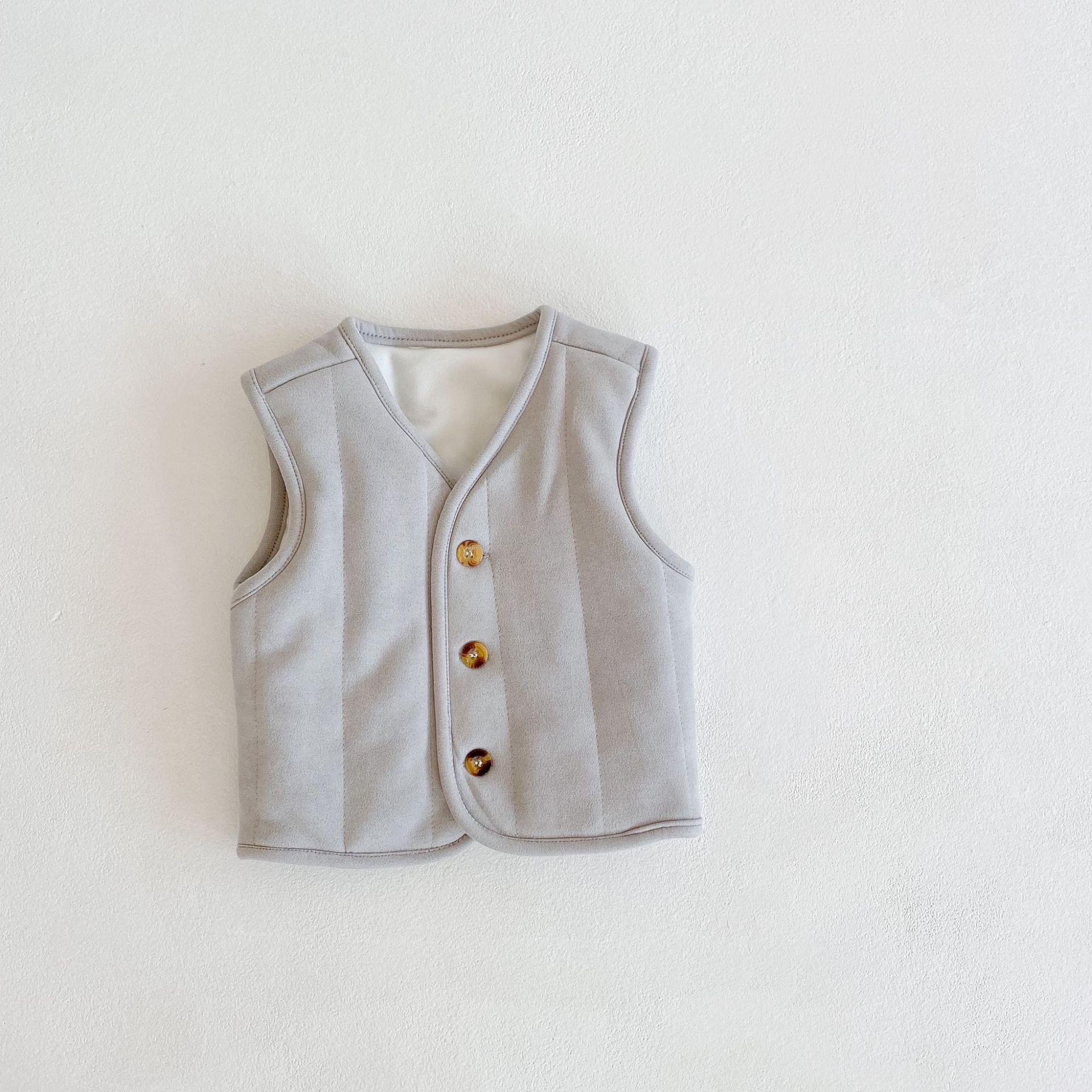 Winter 3-36M Baby Meisjes En Jongens All-Match Gewatteerde Verdikte Warm Puur Katoen Vest Baby Effen kleur Vest Vest Jas: Grijs / 100CM