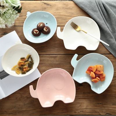 Children's plate cartoon cute plate fruit salad plate home Western sushi snack dish dish ceramic plate